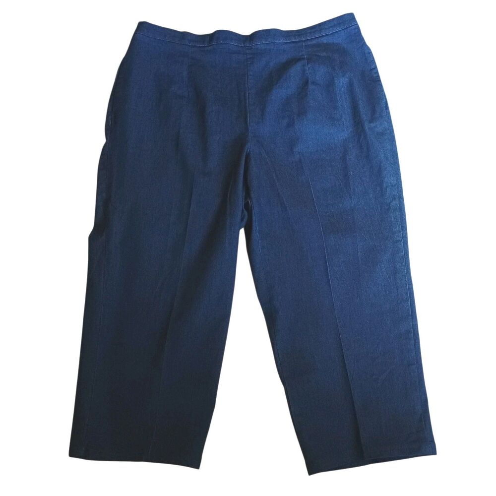 Alfred Dunner Women Blue Denim Pants Plus Sz 20W Short Elastic Waist Pull on NWT